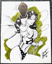 Signed Original Joseph Mackie Wonder Woman Ink/Marker Commission 11X14 picture