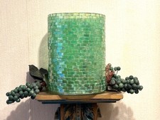 Vintage West Elm Blue Mosaic Hurricane Candle Holder Medium NIB SKU 795005 2011 picture