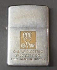 Super rare 1950s Vintage Zippo 5  Barrel Lighter w/ G & W Electric Advertising  picture