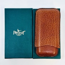 NOS Pheasant Brand Tan Leather 3-Cigar Holder by R.D. Gomez w/ Original Box NEW picture
