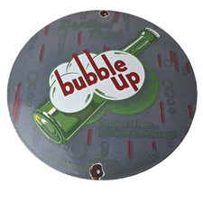 Vintage Bubble Up Porcelain - Gas Pump Plate Soda Bottles Cola Sign picture