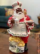 RARE LARGE 17 Kaldun Bogle Baker Santa Claus XMas Black African American Planter picture