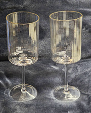 Christian Siriano New York Wine Glasses Set of 2 Clear Glass Gold Rim picture