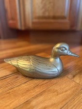 Brass Duck Figurine 10 Inch Vintage Solid Brass picture