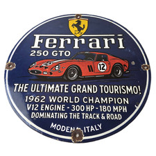Vintage Ferrari Sports Car Sign - Ultimate Grand Tourismo Gas Porcelain Sign picture