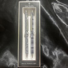 Vera Bradley Pen And Mechanical Pencil Set Black Bandana Medallion Design NIB picture