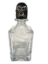 Deakin & Francis Gorilla Crystal Decanter Patinated Bronze Signed Engl Authentic picture