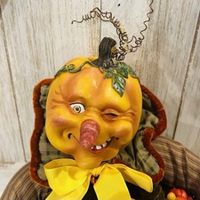 Vintage Winward Holidays Halloween Pumpkin Doll Shelf Sitter Witch 18” picture