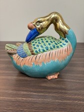 Vintage Andrea By Sadek Japanese Porcelain Clay Kutani Goose Mandarin Duck picture