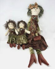 Woof & Poof 2009 Tapestry Dolls Fall Decor Mom Daughters Cottagecore USA Made picture