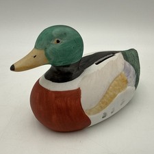 Vintage Jasco Mallard Piggy Bank Hand Painted with Stopper Duck Fowl picture