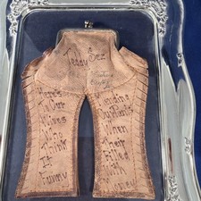Antique Leather Postcard Pants Purse Coin Kiss Clasp Novelty Folk Art 1900s picture