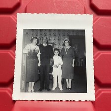 Young Boy w/ Grandparents And Mom 3 1/2 x 3 3/4 Photograph Vintage 1950s picture