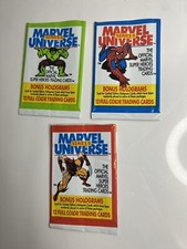 Vintage MARVEL UNIVERSE SERIES 2 - Set of 3 Wrappers - Impel 1992 Cut Tops picture