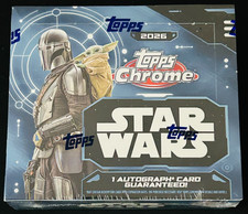NEW & FACTORY SEALED 2026 Topps Chrome STAR WARS Hobby Box In Hand/Ships Now QTY picture