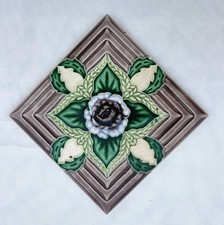 RARE VINTAGE CERAMIC FLOWER TILE M.S TILE WORKS MADE IN JAPAN COLLECTABLE  picture