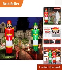 2 Pcs 8ft LED Inflatable Nutcracker Decorations - Perfect for Festive Yards picture
