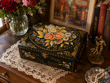 Vintage Hand Painted Argentine Wooden Keepsake Box Buenos Aires Caminito Tango picture