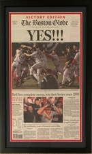 Boston Red Sox 2004 World Series Champions Globe Framed Original Newspaper YES picture