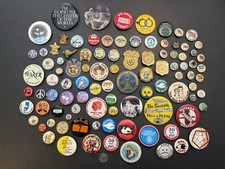 Huge Odd Lot Of 97 Pin Back Button Pins  picture