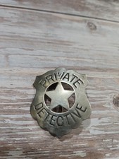 Antique Obsolete PRIVATE DETECTIVE Metal Shield w/ Cut-Out Star Badge  picture
