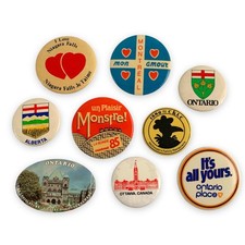 Vintage Canada Souvenir Pinback Button Lot of 9 Travel Memorabilia picture