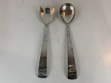 Vintage Three Crown Silversmiths  Silverplate Fork & Spoon Salad Serving Set picture