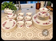Vintage OLD Lavendar & Rose China  ROYAL Dalton Dishes W Teacups ANTIQUES  picture