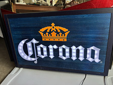 Corona Lighted Beer Bar Sign Blue Background Crown Logo Breweriana picture