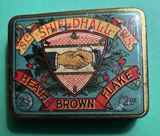 Vintage Early 1900s SCWS Shieldhall Heath Brown Flake 2oz Tobacco Tin picture