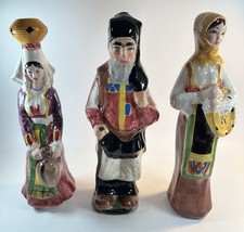 Set 3 F. Mol Cagliari Italian Ceramic Figurine Bottles Sardinia 1950s Hand Paint picture