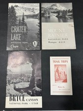 Vintage National Parks Brochure Lot....Crater Lake, Bryce, MT Rainer...4 Items picture
