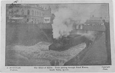 WOW  1907 South Yarra, Melbourne. Train Going Through Flood Waters Postcard picture