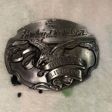 Vintage HarleyDavidson Buckle 1990 The Legend Lives On Brand New Never Used picture