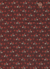 Antique 1870 Burnt Orange Rose Bud Floral Fabric picture
