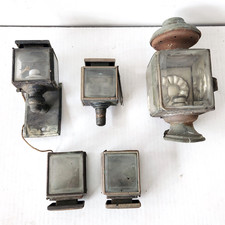 Lot 5 Antique Carriage Buggy Coach Lamps Lanterns Matched Pair Parts Restoration picture