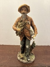 Homco 8884 Walking Old Timer/Peasant Man Bundle of Wood Gloves Satchel Figure picture