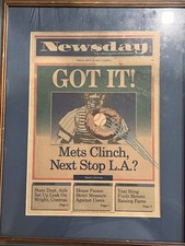 VINTAGE 1988 Newsday Newspaper METS CLINCH NL East Title Front Page Framed 9/23 picture