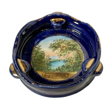 DINGMANSFERRY PA Antique DELAWARE RIVER Souvenir COBALT CHINA TRINKET ASHTRAY picture