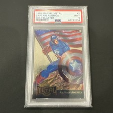 1995 Fleer Marvel Metal Blasters Gold Captain America #2 PSA 9 MINT picture