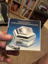 VINTAGE FINE SILVER PLATED JEWELRY TRINKET BOX HEXAGON 3.5” picture
