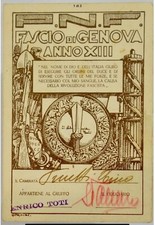 REGNO D’ITALIA GENOVA GRUPPO RIONALE ENRICO TOTI TESSERA DI PARTITO A.XIII° 1935 picture