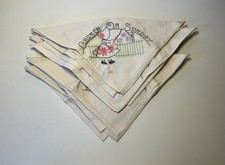 Set of 5 VTG handmade embroidered kitchen tea dish towels task of the day picture