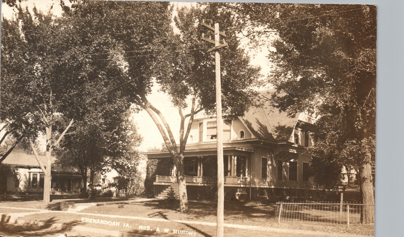 MURPHY RESIDENCE shenandoah ia real photo postcard rppc iowa history house home