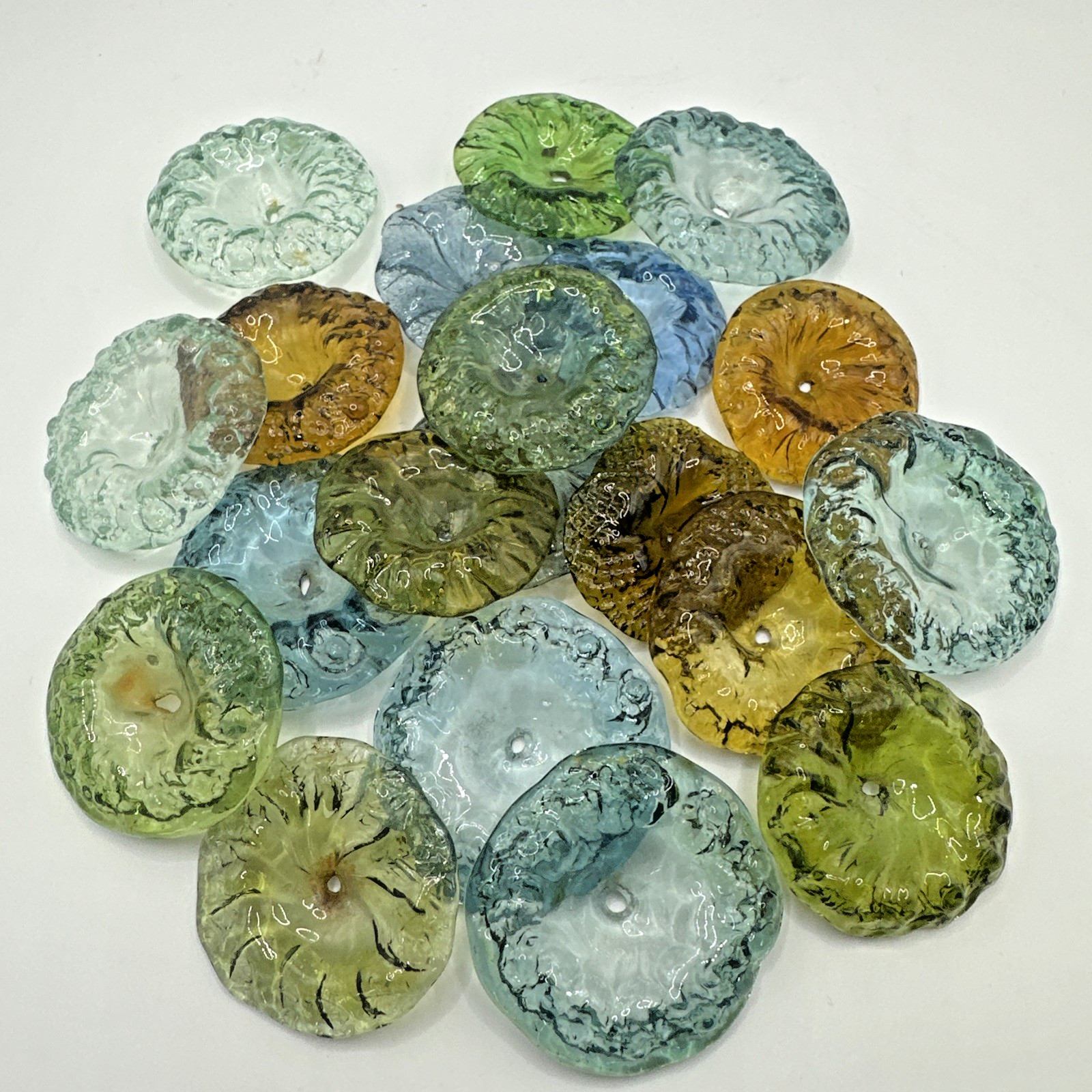 Lot of 20 Antique Mix Color Hand-Blown Rosettes Crystal Chandelier Lamp Parts 2