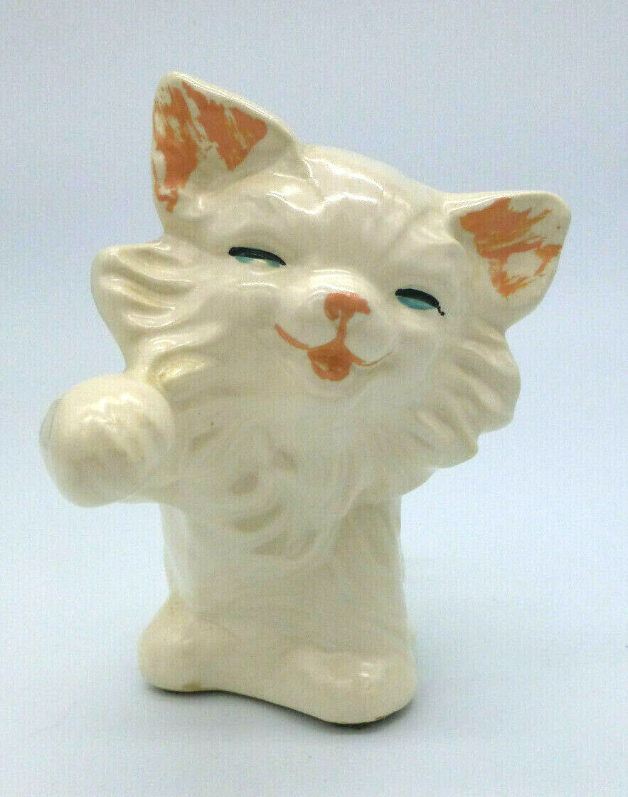 Vintage White Porcelain Morton Playing Persian Kitten Figurine 1940's / 50's EUC