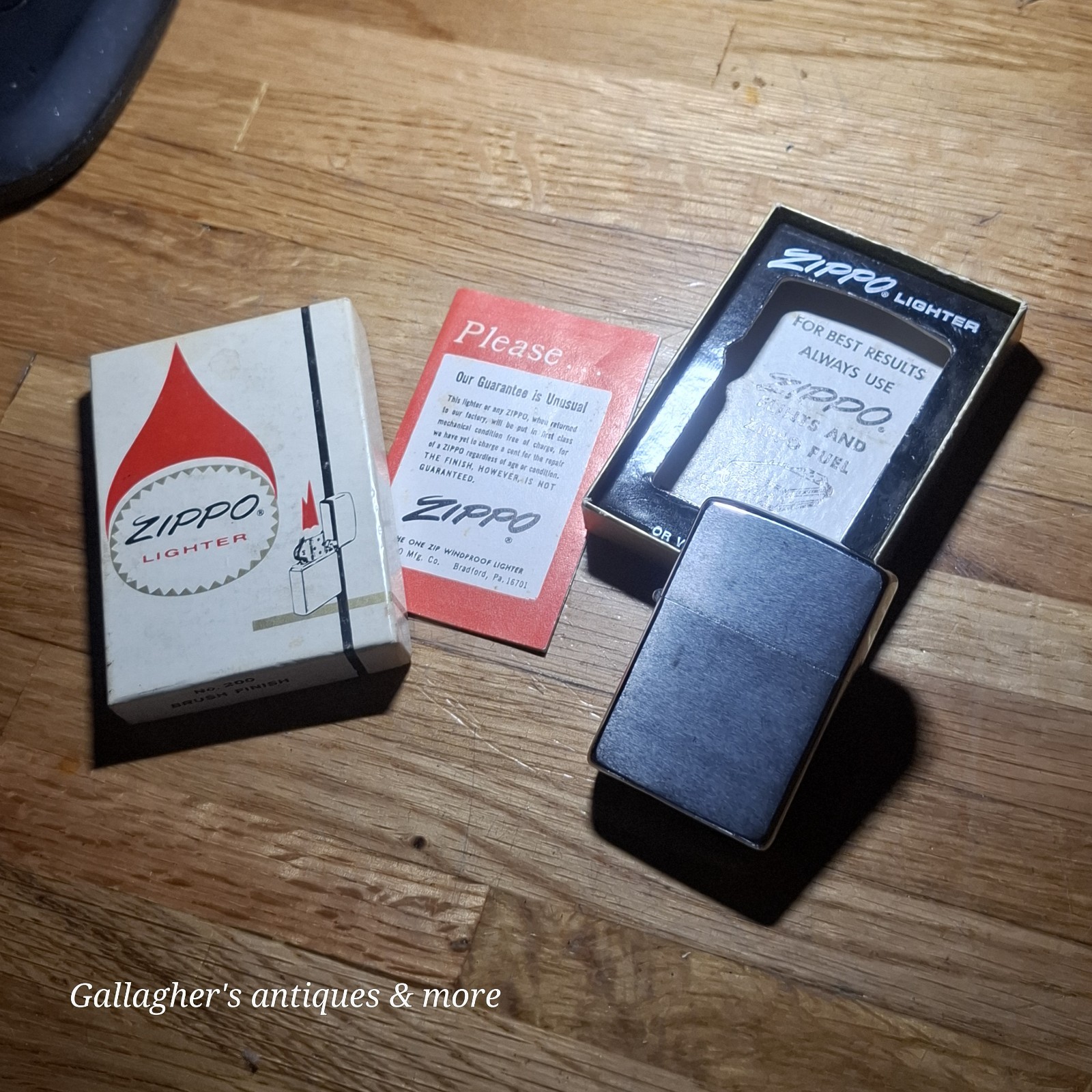 Vintage 1950s Zippo Lighter Plain Blank Brushed Chrome W/ Original Box Papers