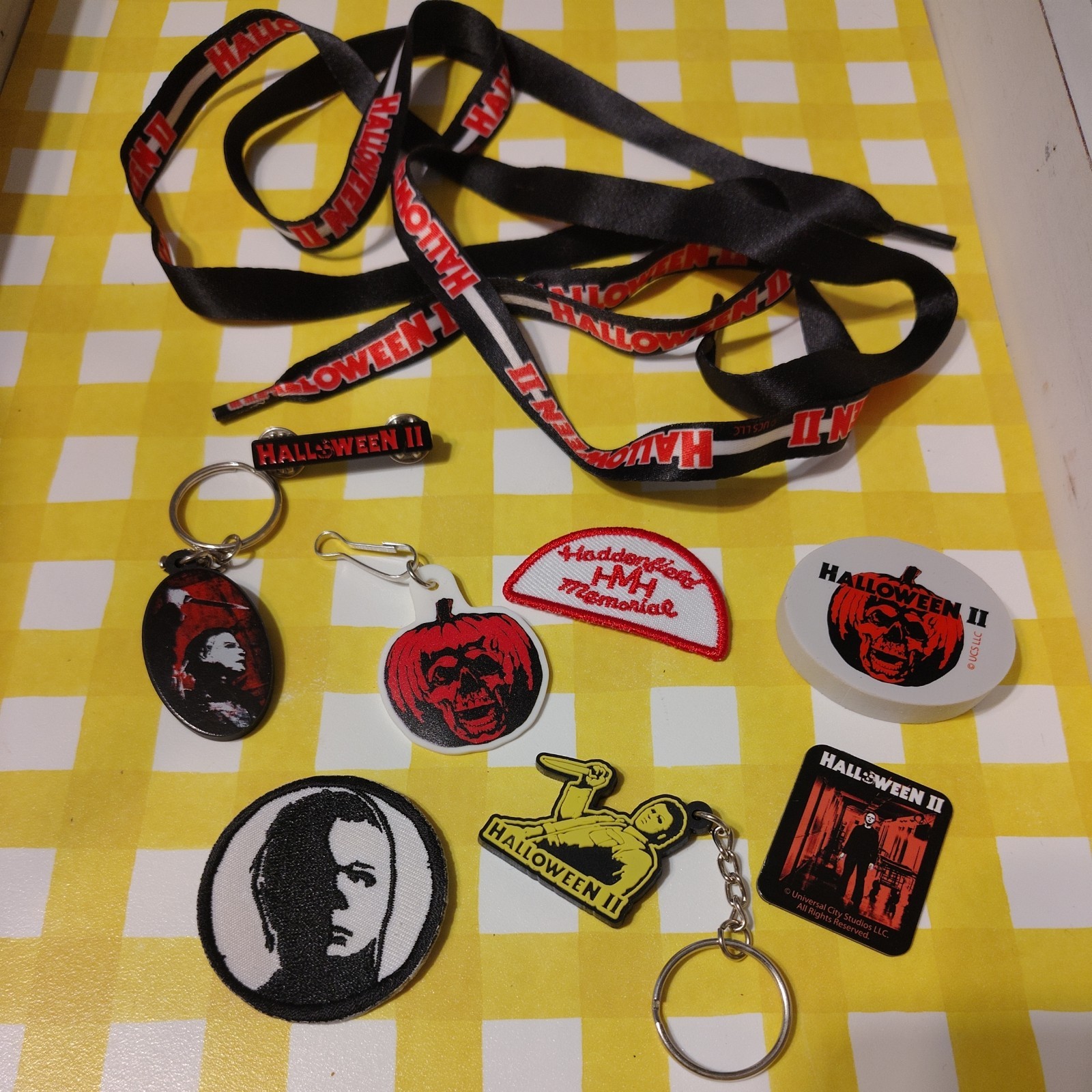 Halloween, Michael Myers  Pins, Patch, Shoelaces  Keychain, Horror Set