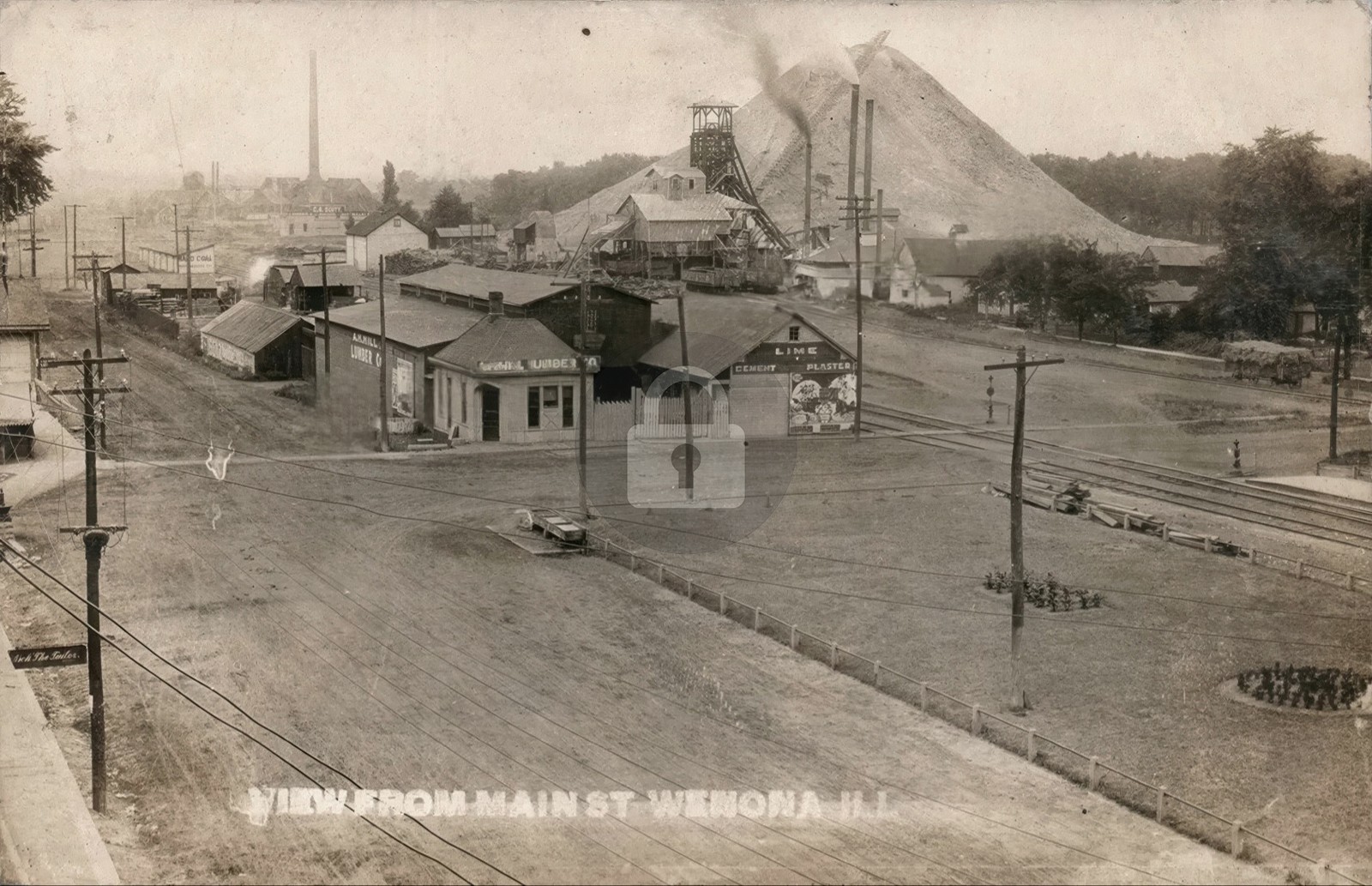 Coal Mine Mining fr Main Street WENONA IL Illinois RPPC Photo Postcard COPY