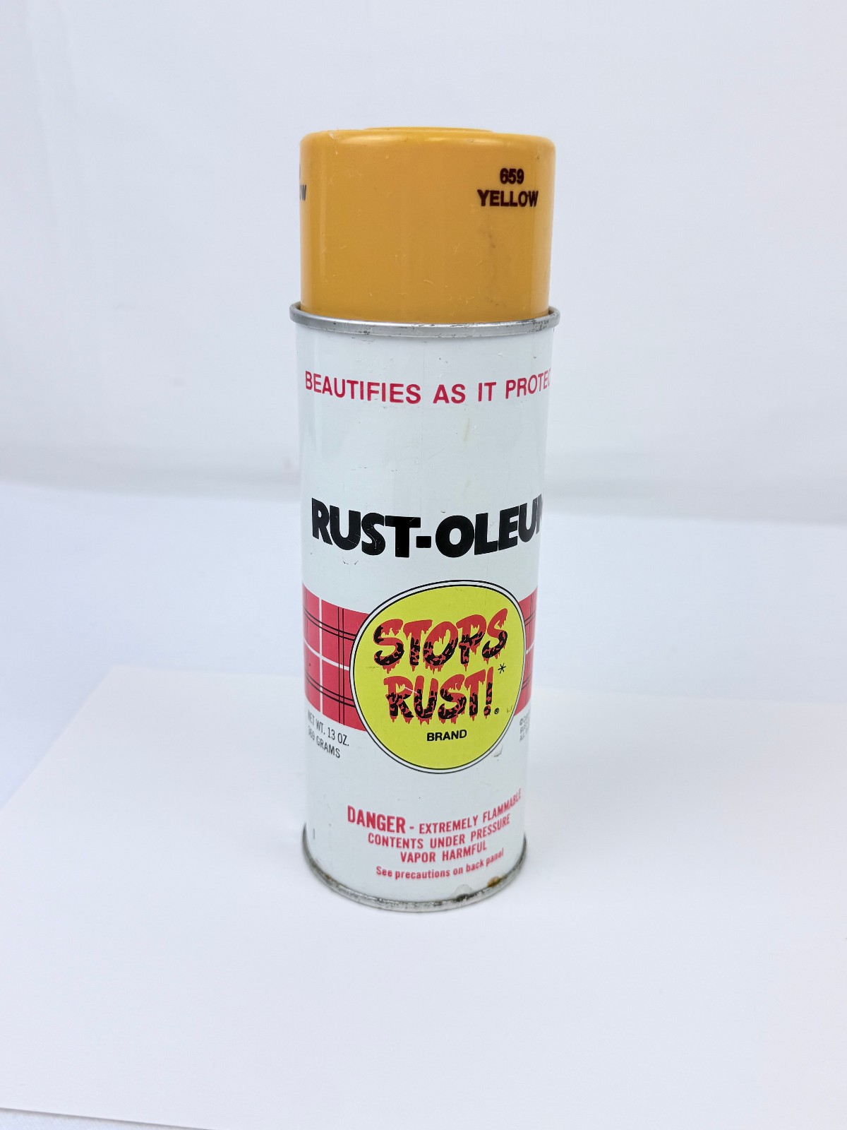 VINTAGE 1978 RUST-OLEUM CAN - 13 oz - YELLOW 659 - FULL - COLLECTORS ITEM